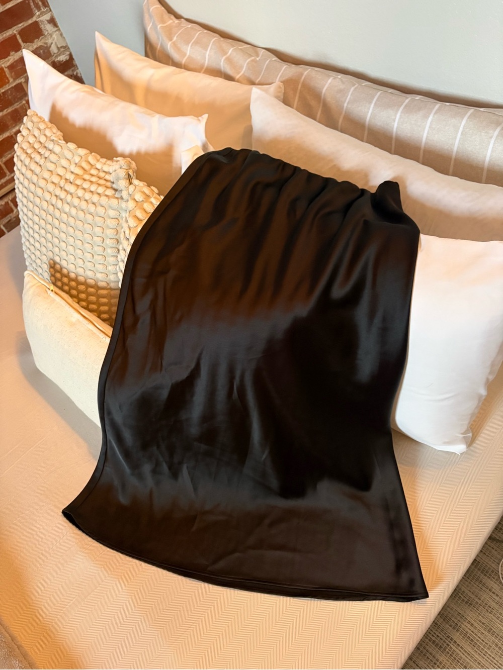 Zara Black Satin Midi Skirt